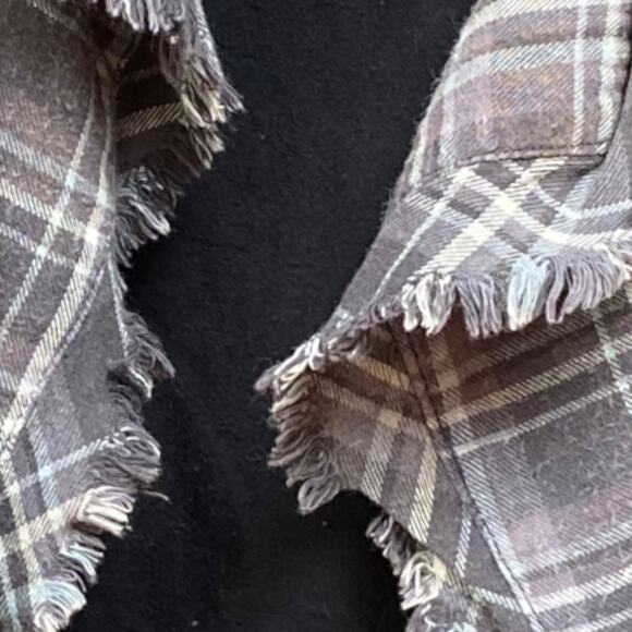 NWT Gimmicks Faux leather Asymmetrical Plaid Flannel Jacket Size Medium - Picture 5 of 6